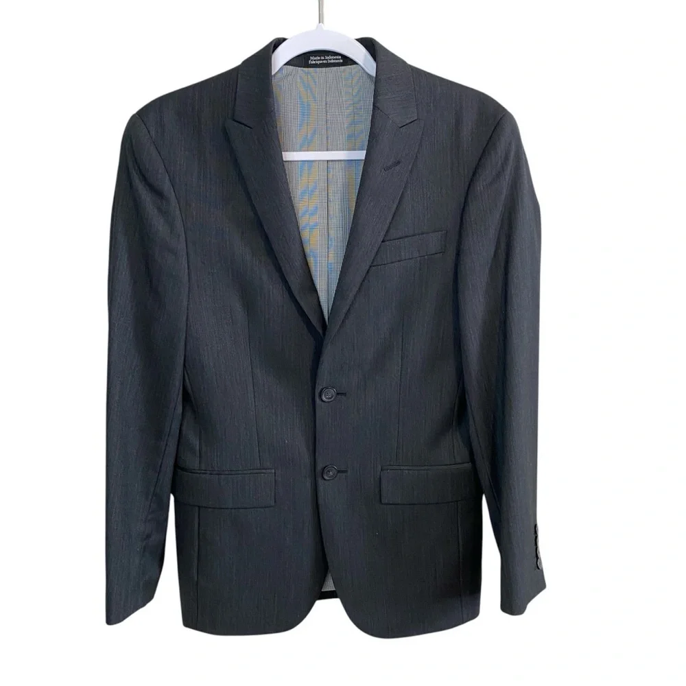 EGARA Slim Fit Wool Charcoal Gray Dress Coat - 34 Short Indonesia